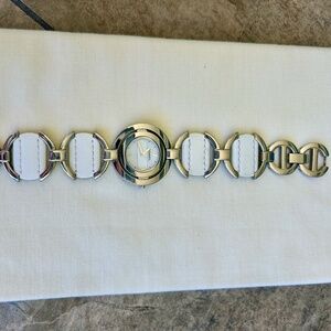 Fossil White Leather and Silver Ladies Watch